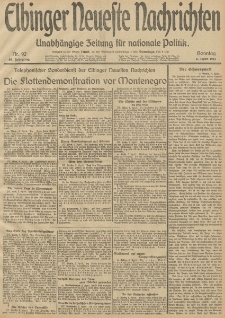 Elbinger Neueste Nachrichten, Nr. 93 Sonntag 6 April 1913 65. Jahrgang