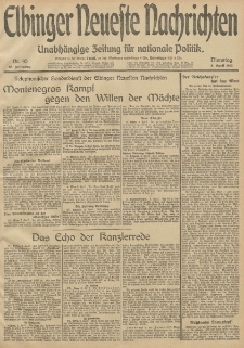 Elbinger Neueste Nachrichten, Nr. 95 Dienstag 8 April 1913 65. Jahrgang