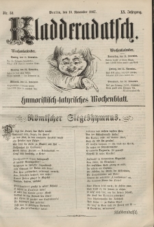 Kladderadatsch, 20. Jahrgang, 10. November 1867, Nr. 51