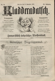 Kladderadatsch, 20. Jahrgang, 10. November 1867, Nr. 51