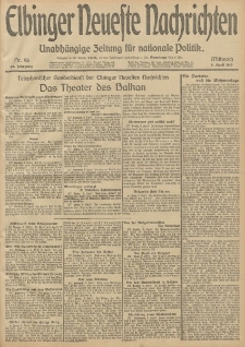 Elbinger Neueste Nachrichten, Nr. 96 Mittwoch 9 April 1913 65. Jahrgang