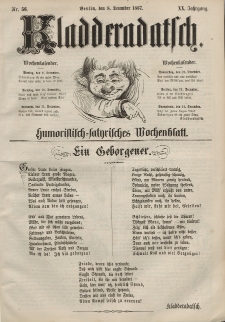 Kladderadatsch, 20. Jahrgang, 8. Dezember 1867, Nr. 56