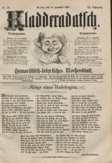 Kladderadatsch, 20. Jahrgang, 15. Dezember 1867, Nr. 57