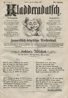 Kladderadatsch, 21. Jahrgang, 16. Februar 1868, Nr. 7/8
