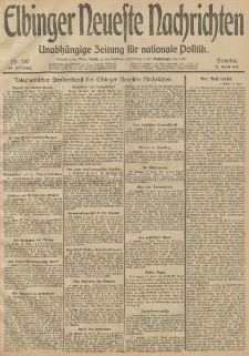 Elbinger Neueste Nachrichten, Nr. 100 Sonntag 13 April 1913 65. Jahrgang