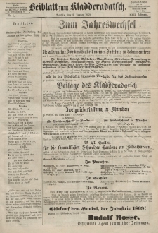 Kladderadatsch, 22. Jahrgang, 3. Januar 1869, Nr. 1 (Beiblatt)