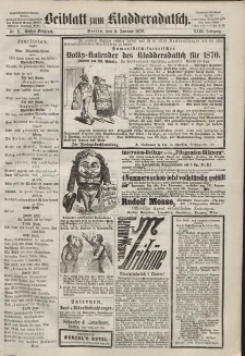 Kladderadatsch, 23. Jahrgang, 9. Januar 1870, Nr. 2 (Beiblatt)