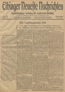 Elbinger Neueste Nachrichten, Nr. 130 Donnerstag 15 Mai 1913 65. Jahrgang