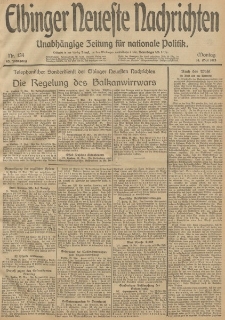 Elbinger Neueste Nachrichten, Nr. 134 Montag 19 Mai 1913 65. Jahrgang