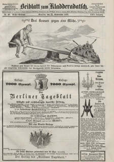 Kladderadatsch, 25. Jahrgang, 22. September 1872, Nr. 43 (Beiblatt)