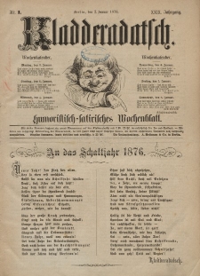 Kladderadatsch, 29. Jahrgang, 2. Januar 1876, Nr. 1