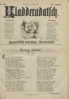 Kladderadatsch, 29. Jahrgang, 30. April 1876, Nr. 20