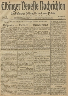 Elbinger Neueste Nachrichten, Nr. 143 Mittwoch 28 Mai 1913 65. Jahrgang
