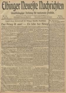 Elbinger Neueste Nachrichten, Nr. 145 Freitag 30 Mai 1913 65. Jahrgang