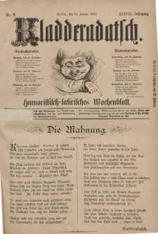 Kladderadatsch, 38. Jahrgang, 15. Februar 1885, Nr. 7