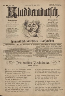 Kladderadatsch, 38. Jahrgang, 29. März 1885, Nr. 14/15
