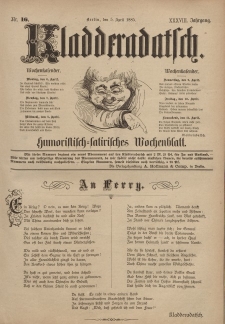 Kladderadatsch, 38. Jahrgang, 5. April 1885, Nr. 16