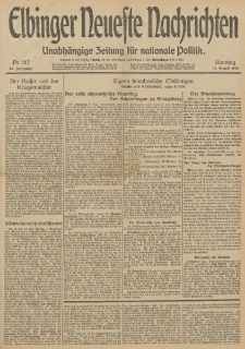 Elbinger Neueste Nachrichten, Nr. 217 Sonntag 10 August 1913 65. Jahrgang
