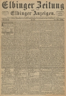 Elbinger Zeitung und Elbinger Anzeigen, Nr. 121 Sonnabend 25. Mai 1889