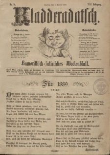 Kladderadatsch, 42. Jahrgang, 6. Januar 1889, Nr. 1