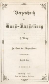 Verzeichniss der Kunst – Ausstellung zu Elbing