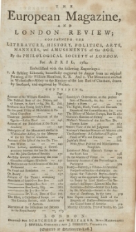 The European Magazine. Vol. V, April, 1784