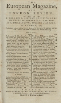 The European Magazine. Vol. VI, August, 1784