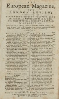 The European Magazine. Vol. VI, Oktober, 1784