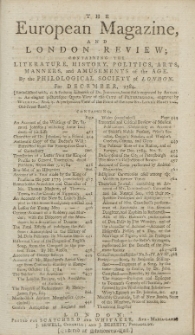 The European Magazine. Vol. VI, Dezember, 1784