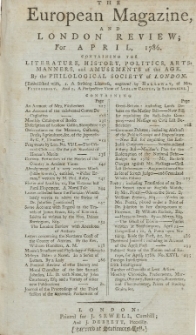 The European Magazine. Vol. IX, April, 1786