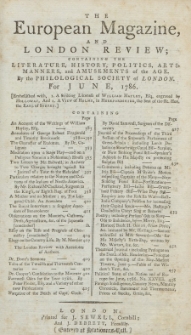 The European Magazine. Vol. IX, Juni, 1786