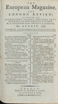 The European Magazine. Vol. X, August, 1786