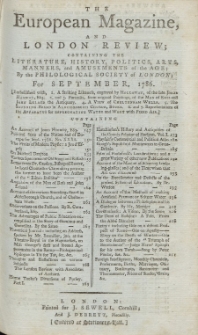 The European Magazine. Vol. X, September, 1786