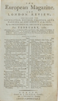 The European Magazine. Vol. XI, Februar, 1787
