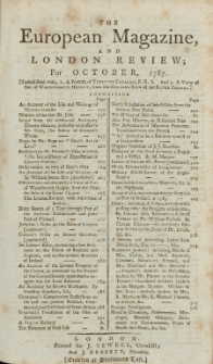 The European Magazine. Vol. XII, Oktober, 1787