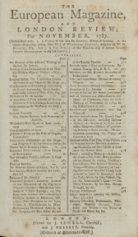 The European Magazine. Vol. XII, November, 1787