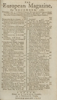 The European Magazine. Vol. XII, Dezember, 1787
