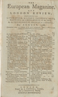 The European Magazine. Vol. XIV, August, 1788