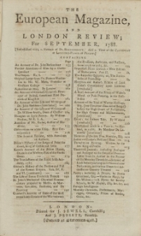 The European Magazine. Vol. XIV, September, 1788