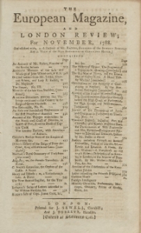 The European Magazine. Vol. XIV, November, 1788