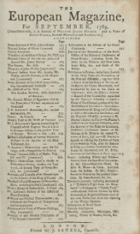 The European Magazine. Vol. XVI, September, 1789