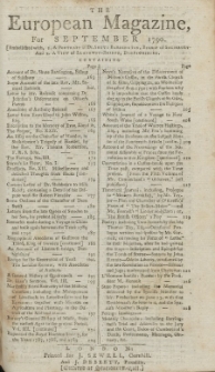The European Magazine. Vol. XVIII, September, 1790