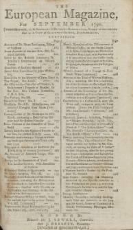 The European Magazine. Vol. XVIII, September, 1790