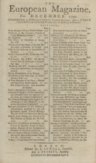 The European Magazine. Vol. XVIII, Dezember, 1790