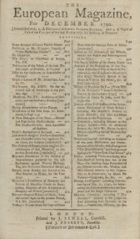 The European Magazine. Vol. XVIII, Dezember, 1790