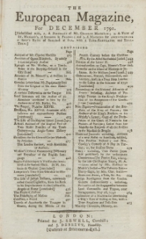 The European Magazine. Vol. XX, Dezember, 1791
