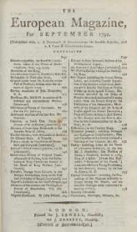 The European Magazine. Vol. XXII, September, 1792