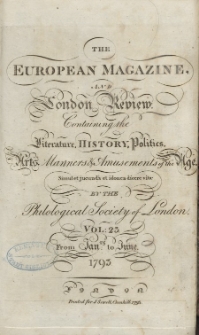 The European Magazine. Vol. XXIII, Januar, 1793