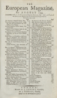The European Magazine. Vol. XXIV, August, 1793