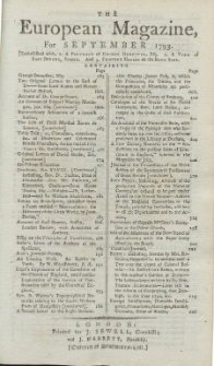 The European Magazine. Vol. XXIV, September, 1793